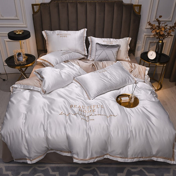 Luxury Bedding Set With Silk Embroidery