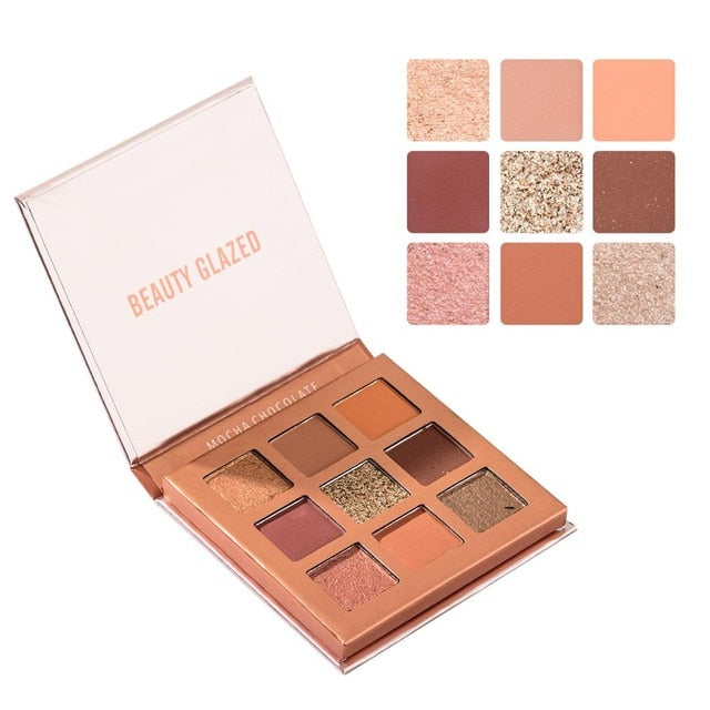 Beauty Glazed Makeup Eyeshadow Pallete makeup brushes 9 Color Shimmer Pigmented Eye Shadow Palette Make up Palette maquillage