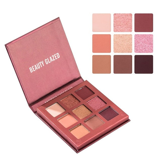 Beauty Glazed Makeup Eyeshadow Pallete makeup brushes 9 Color Shimmer Pigmented Eye Shadow Palette Make up Palette maquillage