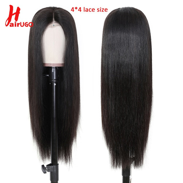 HairUGo 4x4 Lace Closure Wigs 99J Brazlian Remy Straight Lace Closure Human Hair Wigs For Black Women Human Hair Wig Pre Plucked