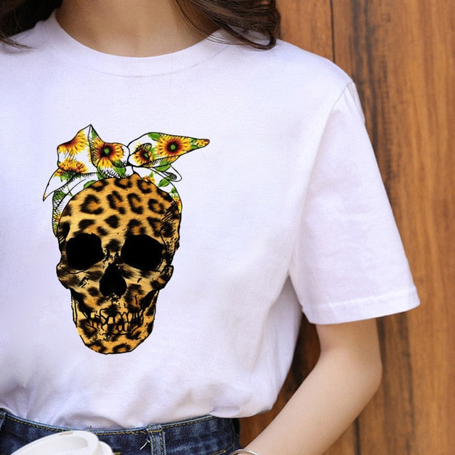 Summer Fashion Lips Leopard Print Graphic T Shirt