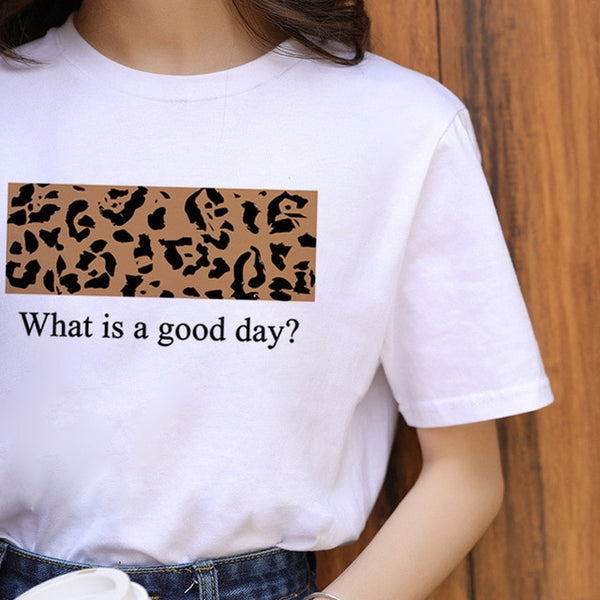 Summer Fashion Lips Leopard Print Graphic T Shirt