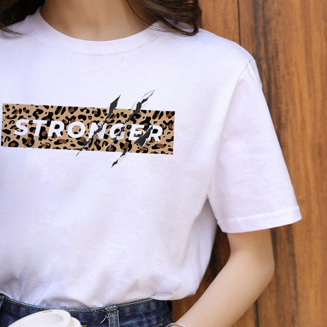 Summer Fashion Lips Leopard Print Graphic T Shirt