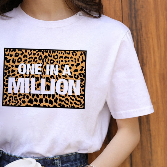 Summer Fashion Lips Leopard Print Graphic T Shirt