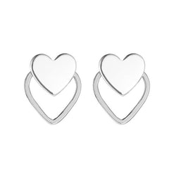 Modyle New Gold Silver Color Heart Earrings For Women Punk Vintage Hollow Stud Earrings Fashion Jewelry Gift