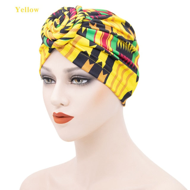 Indian arab wrap women head scarf turban caps trendy printed hijab bonnet Bohemian ethnic inner hijabs for cap muslim headdress