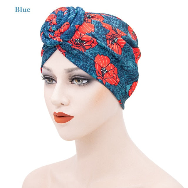 Indian arab wrap women head scarf turban caps trendy printed hijab bonnet Bohemian ethnic inner hijabs for cap muslim headdress