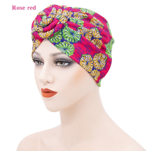 Indian arab wrap women head scarf turban caps trendy printed hijab bonnet Bohemian ethnic inner hijabs for cap muslim headdress