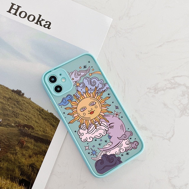 JAMULAR Funny Sun Moon Face Shockproof Phone Case For iPhone 11 Pro 12 7 XS MAX X XR SE20 8 Plus Soft TPU Matte Candy Back Cover