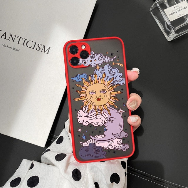 JAMULAR Funny Sun Moon Face Shockproof Phone Case For iPhone 11 Pro 12 7 XS MAX X XR SE20 8 Plus Soft TPU Matte Candy Back Cover