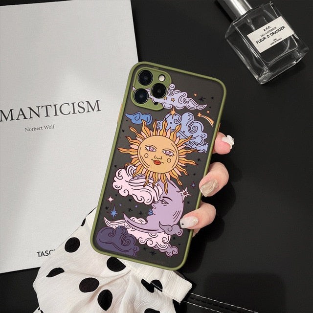 JAMULAR Funny Sun Moon Face Shockproof Phone Case For iPhone 11 Pro 12 7 XS MAX X XR SE20 8 Plus Soft TPU Matte Candy Back Cover