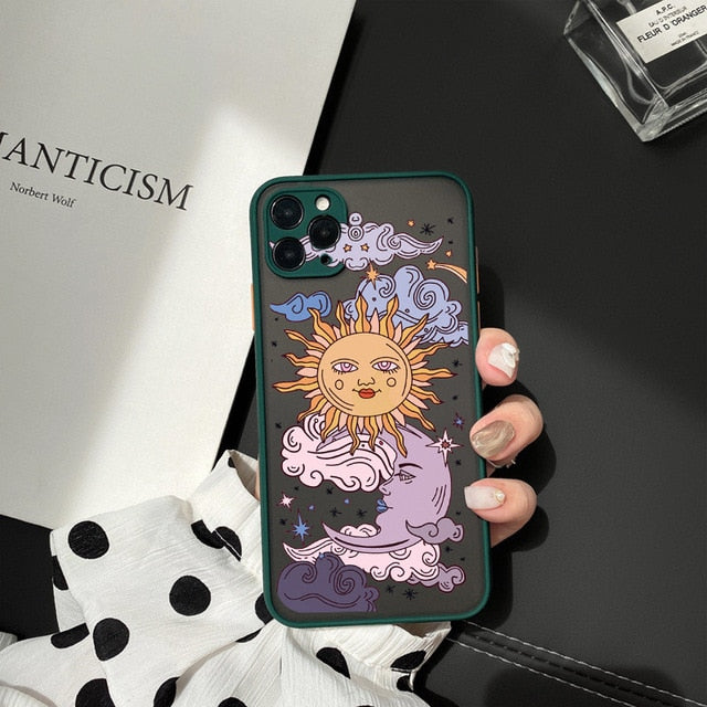 JAMULAR Funny Sun Moon Face Shockproof Phone Case For iPhone 11 Pro 12 7 XS MAX X XR SE20 8 Plus Soft TPU Matte Candy Back Cover