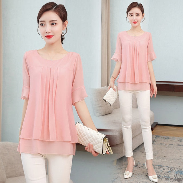 Mid-length Chiffon Blouse