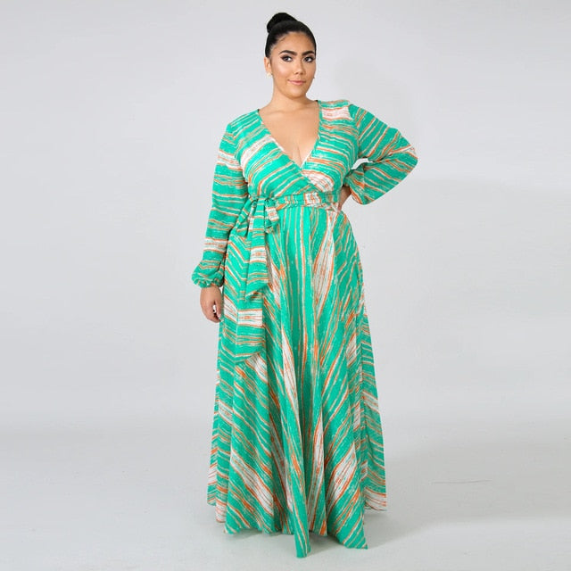 2021 chiffon Long Sleeve maxi dress bohemia dress full plus size celebrity/graduation/Dinner Dress Beach Sundress