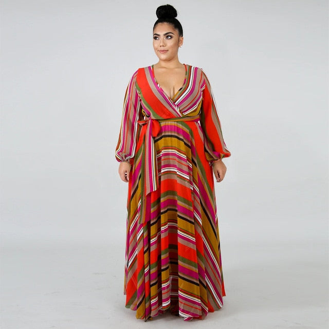 2021 chiffon Long Sleeve maxi dress bohemia dress full plus size celebrity/graduation/Dinner Dress Beach Sundress