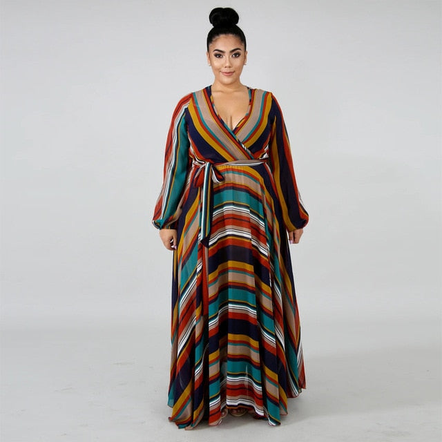 2021 chiffon Long Sleeve maxi dress bohemia dress full plus size celebrity/graduation/Dinner Dress Beach Sundress