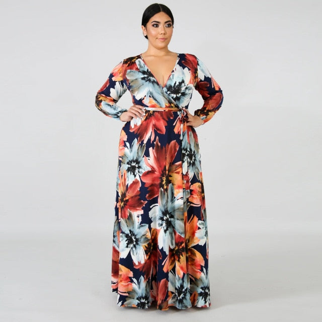 2021 chiffon Long Sleeve maxi dress bohemia dress full plus size celebrity/graduation/Dinner Dress Beach Sundress