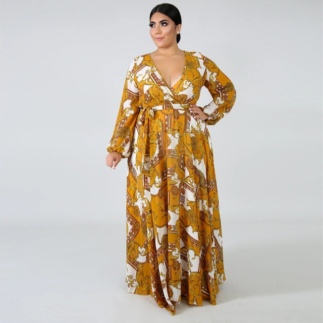 2021 chiffon Long Sleeve maxi dress bohemia dress full plus size celebrity/graduation/Dinner Dress Beach Sundress