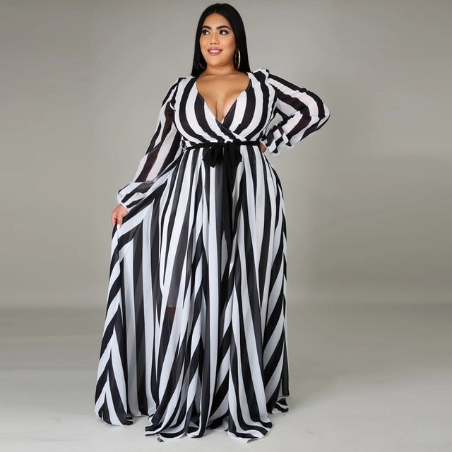 2021 chiffon Long Sleeve maxi dress bohemia dress full plus size celebrity/graduation/Dinner Dress Beach Sundress