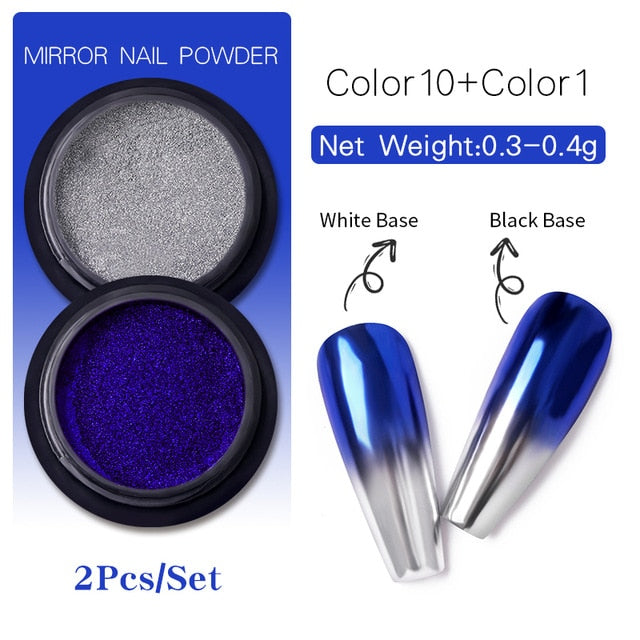 1 Box Mirror Nail Powder Glitter Dust Metallic Colorful Glitter Metal Effect Nail Art UV Gel Polish Chrome Pigment Dust Powder