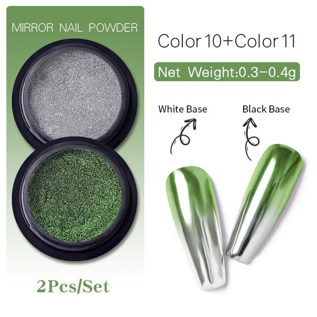 1 Box Mirror Nail Powder Glitter Dust Metallic Colorful Glitter Metal Effect Nail Art UV Gel Polish Chrome Pigment Dust Powder