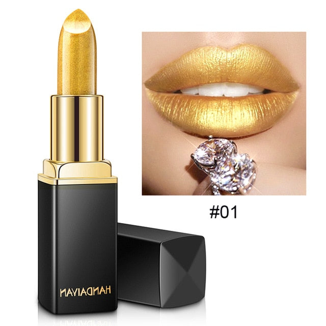 Handaiyan Waterproof Nude Glitter Lipstick Makeup Long Lasting Velve Red Mermaid Sexy Shimmer Lip Stick Cosmetics Beauty