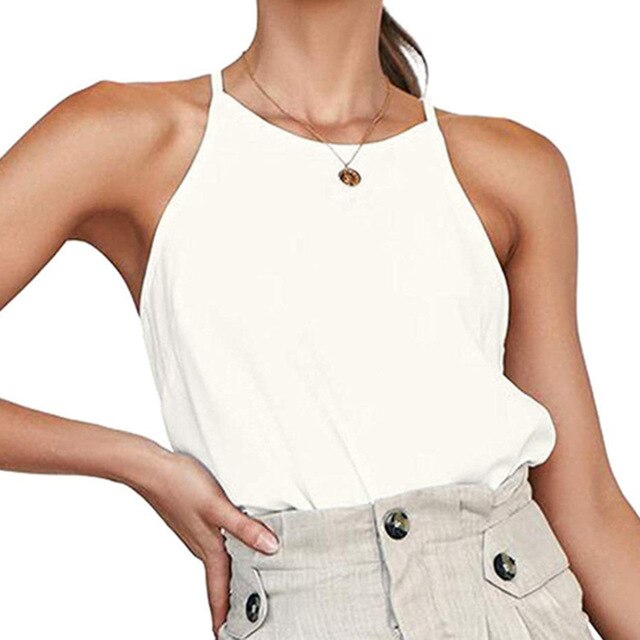 Women Tank Top Woman Halter Top Plus Size Summer Sexy O Neck Sleeveless Tops Vest Female 2020 OL Shirt Tops Women