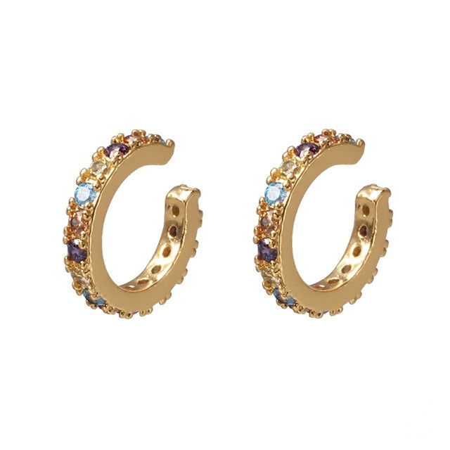 Trendy Pearl Clip on Earrings Earcuffs for Women Gold Color C Shaped Stackable CZ Ear Cuff No Pierced Party Wedding Jewelry 2020