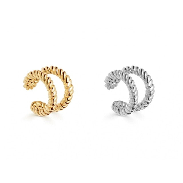 Punk Rock Gold Color Clip Earrings No Piercing Trendy Link Chain Earcuffs Statement Cartilage Earrings for Women Party Jewelry