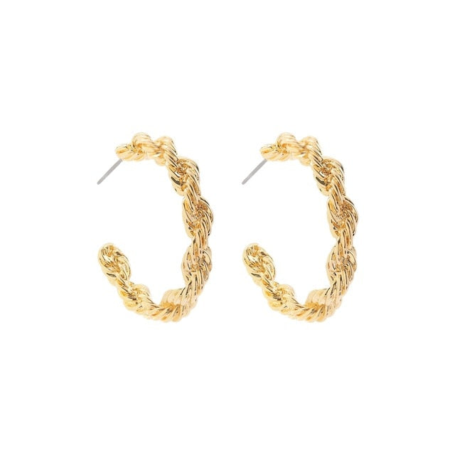 Punk Rock Gold Color Clip Earrings No Piercing Trendy Link Chain Earcuffs Statement Cartilage Earrings for Women Party Jewelry