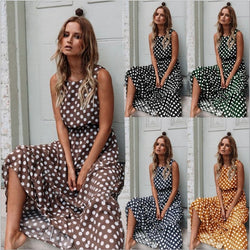 Summer Sexy Sleeveless Print Maxi Dress 2020 Casual  Long Dress