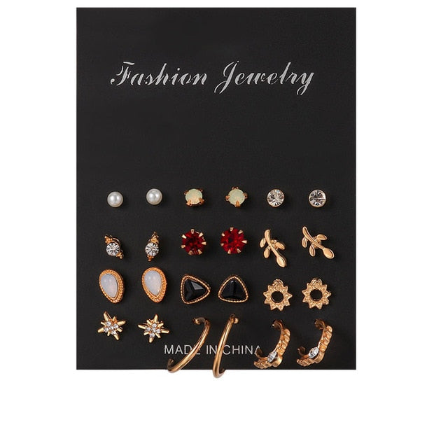 12 Pairs/Set Women's Earrings Jewelry