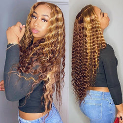 Curly Wig Honey Blonde Front Flace Wig