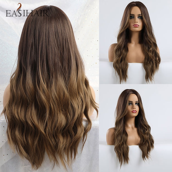Synthetic Brown Ombre Wigs for Black Women Natural Hair  Heat Resistants
