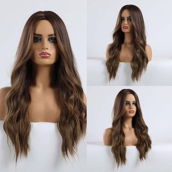 Synthetic Brown Ombre Wigs for Black Women Natural Hair  Heat Resistants