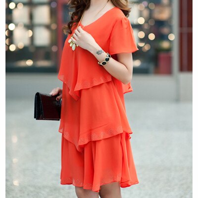 Chiffon Dress Summer Dresses Party Short Sleeve Casual  Blue Black Robe Femme