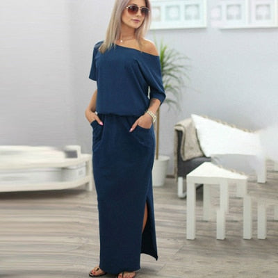 Maxi Dress Sexy Short Sleeve Loose