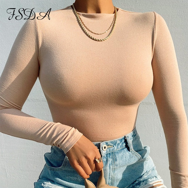 Long Sleeve Knitted Skinny Bodysuit