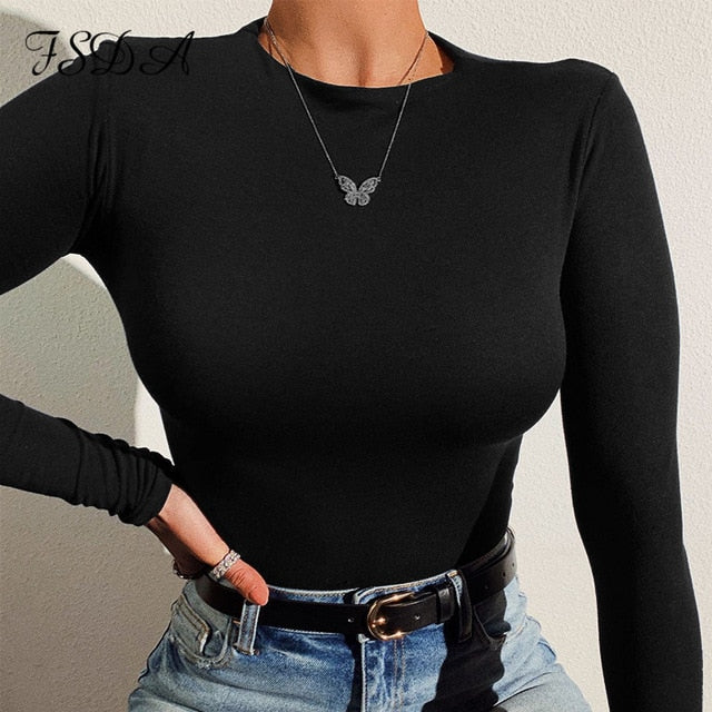 Long Sleeve Knitted Skinny Bodysuit