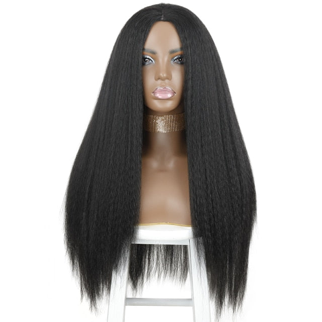 AZqueen Synthetic Wigs Yaki Straight Hair Wig For Women 30inch Long Afro Hair Heat Resistant Fiber African Wig