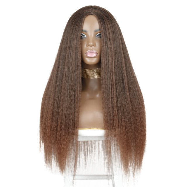 AZqueen Synthetic Wigs Yaki Straight Hair Wig For Women 30inch Long Afro Hair Heat Resistant Fiber African Wig