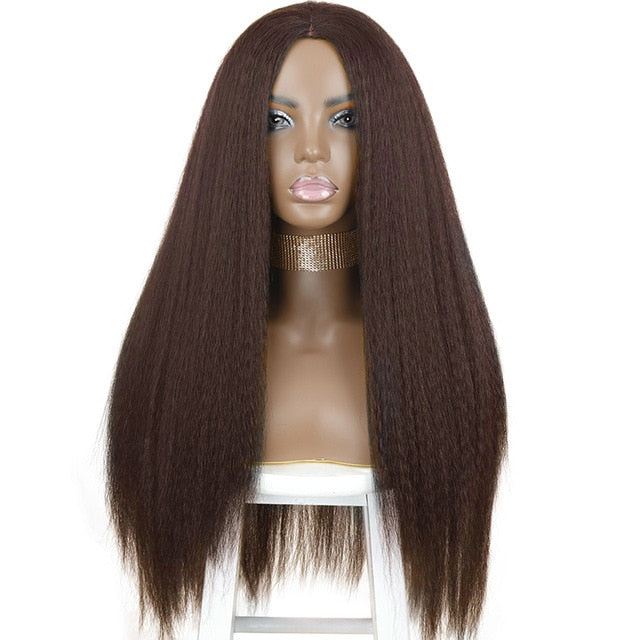 AZqueen Synthetic Wigs Yaki Straight Hair Wig For Women 30inch Long Afro Hair Heat Resistant Fiber African Wig