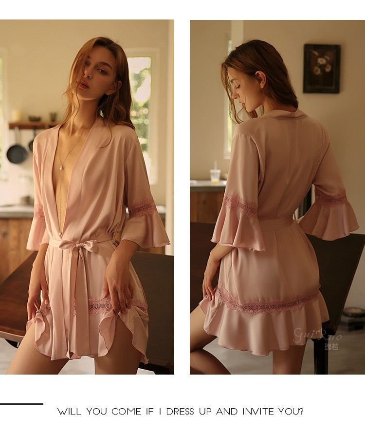 Silk Stitching Bathrobe