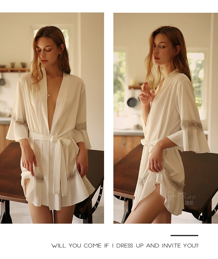 Silk Stitching Bathrobe