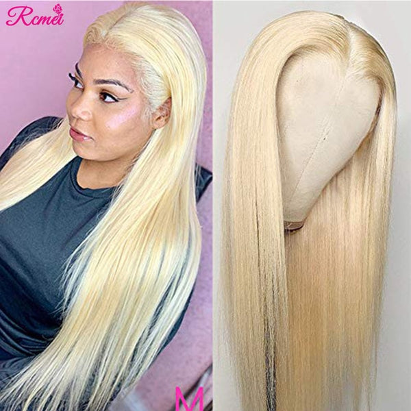 Middle Part Glueless 613 Human Hair Wig Honey Blonde Lace Front Wig Brazilian Straight Lace Part Pre Plucked 13x1 Lace Remy 150